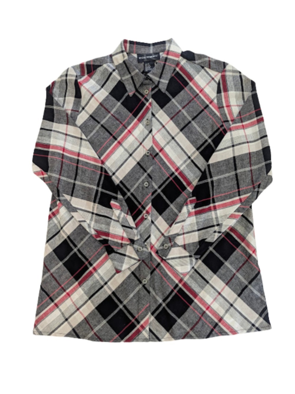 Linen Blend Plaid Requirements Womens Shirt M Grunge Academia Cabincore Y2K - Picture 5 of 9